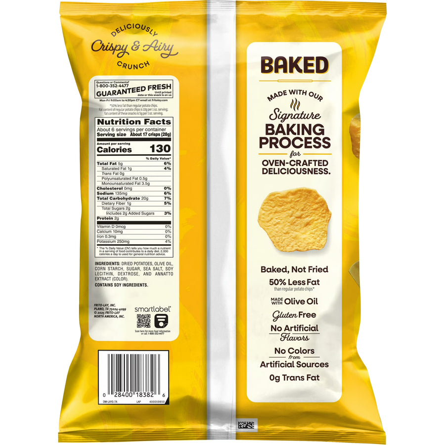 Baked Lay’s 50% Less Fat Original Potato Chips Bag, 6.25 oz